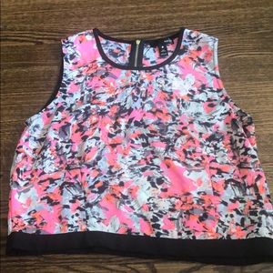 Patterned Aqua brand cropped tank blouse